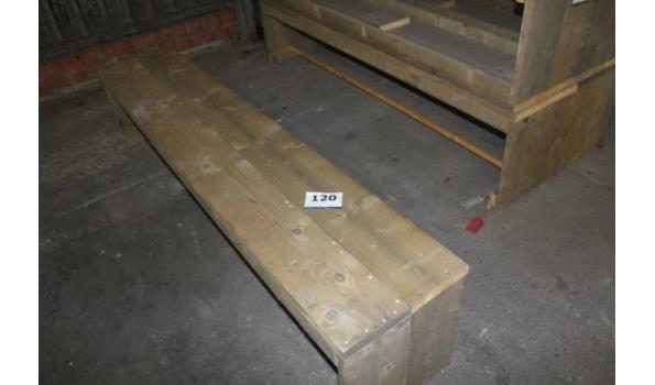 3 houten zitbanken afm plm 200x40cm